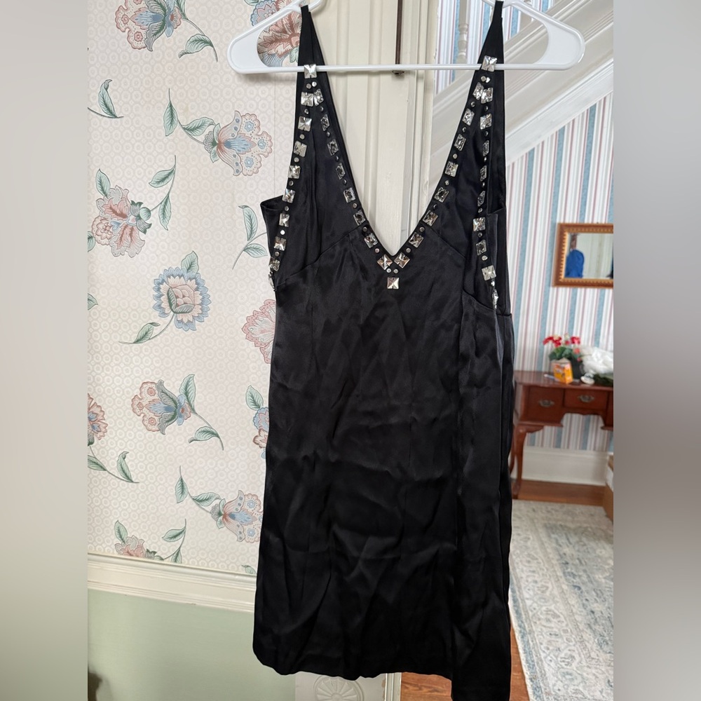 Maje Black Chemise with Silver Accents